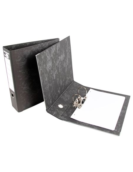 Archivador De Palanca Liderpapel A4 Carton Forrado Sin Rado Lomo 80Mm Negro Compresor Metalico
