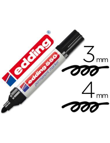 Rotulador Negro  Edding Punta Fibra Permanente 550 N.1 Punta Redonda Recargable