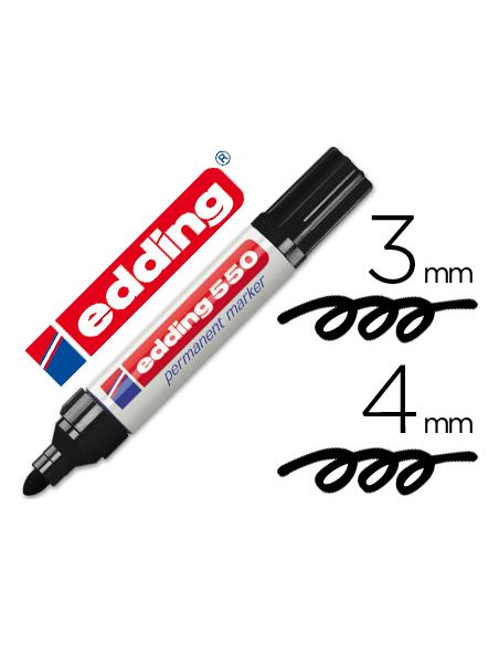 Rotulador Negro  Edding Punta Fibra Permanente 550 N.1 Punta Redonda Recargable