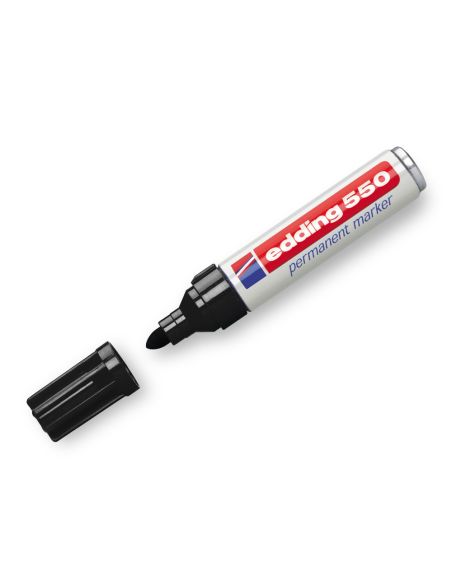 Rotulador Negro  Edding Punta Fibra Permanente 550 N.1 Punta Redonda Recargable