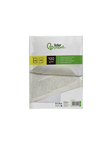 Papel Verjurado Liderpapel A4 120G/M2 Crema Paquete De 100 Hojas