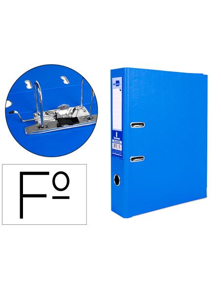 Archivador De Palanca Liderpapel Folio Documenta Forrado Pvc Con Rado Lomo 75Mm Azul Compresor Metalico