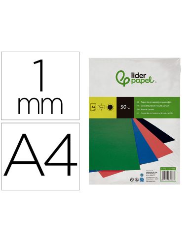 Tapa Encuadernacion Liderpapel Carton A4 1Mm Negra Paquete De 50 Unidades