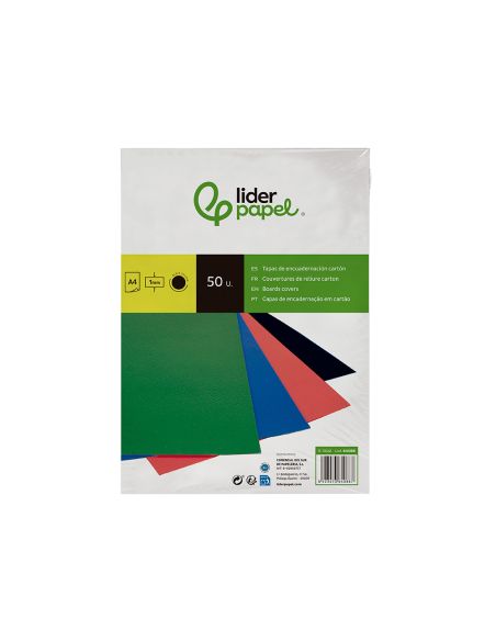 Tapa Encuadernacion Liderpapel Carton A4 1Mm Negra Paquete De 50 Unidades