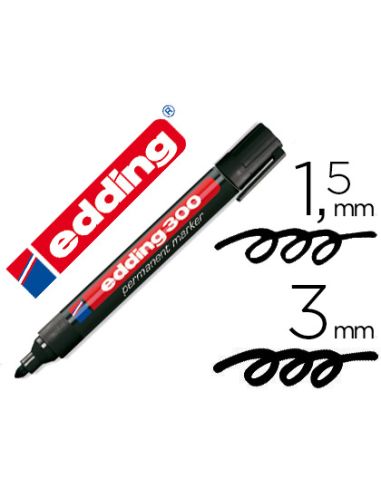 Rotulador Edding Marcador Permanente 300 Negro Punta Redonda 1,5-3 Mm Recargable