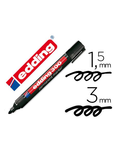 Rotulador Edding Marcador Permanente 300 Negro Punta Redonda 1,5-3 Mm Recargable