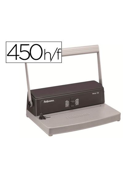 Encuadernadora Para Espiral Metalica Fellowes Esp 50 Perfora 12 Hojas Tamaño A4 Encuaderna Hasta 450 Hojas