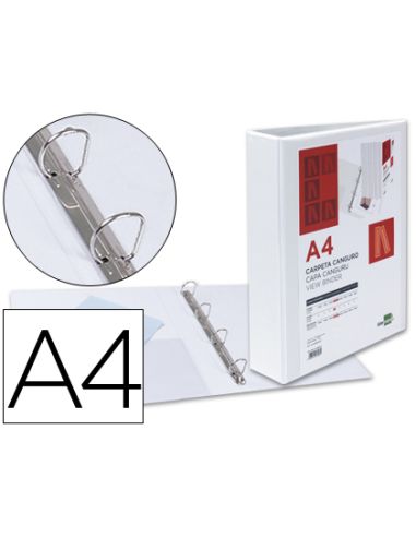 Carpeta Canguro 4 Anillas Mixtas 40Mm Liderpapel A4 Plastico Color Blanco