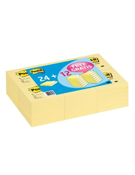 Bloc De Notas Adhesivas Quita Y Pon Post-It 76X76 Mm Pack Promocional 24+12 Unidades|Libreriasalesiana