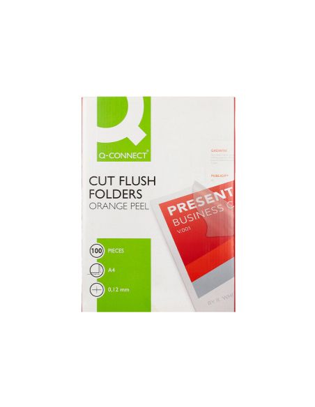 Carpeta Dossier Uñero Plastico Q-Connect Din A4 120 Micras Transparente Caja De 100 Unidades