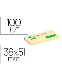 Bloc De Notas Adhesivas Quita Y Pon Q-Connect 38X51 Mm Con 100 Hojas