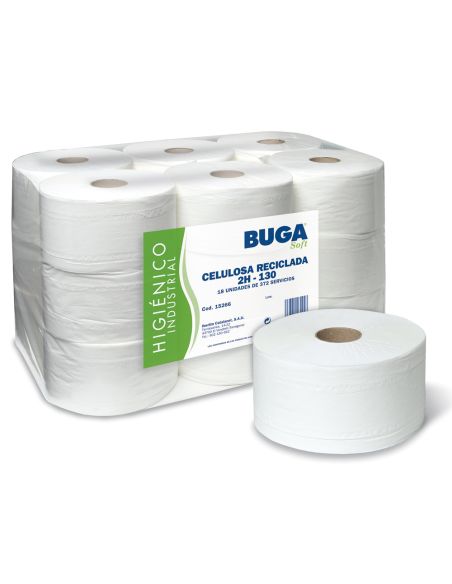 Papel Higienico Industrial Gofrado Buga Reciclado 2 Capas 130 M