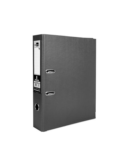 Archivador De Palanca Liderpapel Folio Documenta Forrado Pvc Con Rado Lomo 75Mm Negro Compresor Metalico