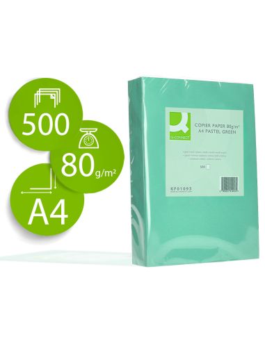 Papel Color Q-Connect Din A4 80 Gr Verde Paquete De 500 Hojas