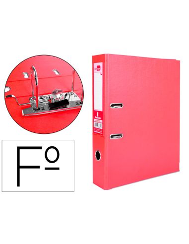 Archivador De Palanca Liderpapel Folio Documenta Forrado Pvc Con Rado Lomo 75Mm Rojo Compresor Metalico