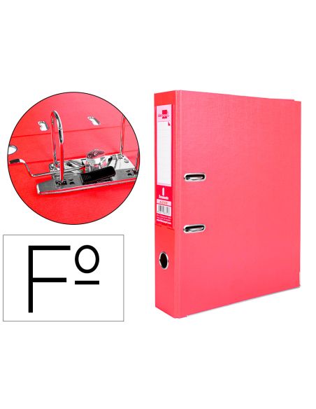 Archivador De Palanca Liderpapel Folio Documenta Forrado Pvc Con Rado Lomo 75Mm Rojo Compresor Metalico