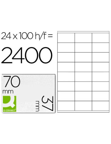 Etiqueta Adhesiva Q-Connect Kf10647 Tamaño 70X37 Mm Fotocopiadora Laser Ink-Jet Caja Con 100 Hojas Din A4