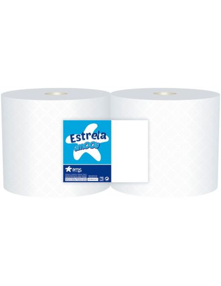 Papel Secamanos Industrial Amoos 2 Capas 222 Mm X 400 Mt Paquete De 2 Rollos