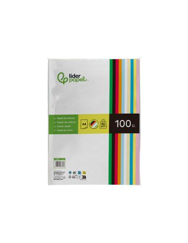 Papel Color Liderpapel A4 80Gr 10 Colores Surtidos Paquete De 100 Hojas