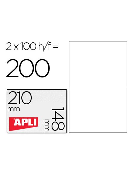 Etiqueta Adhesiva Apli 1264 Tamaño 210X148 Mm -Fotocopiadora Laser Ink-Jet -Caja Con 100 Hojas Din A4