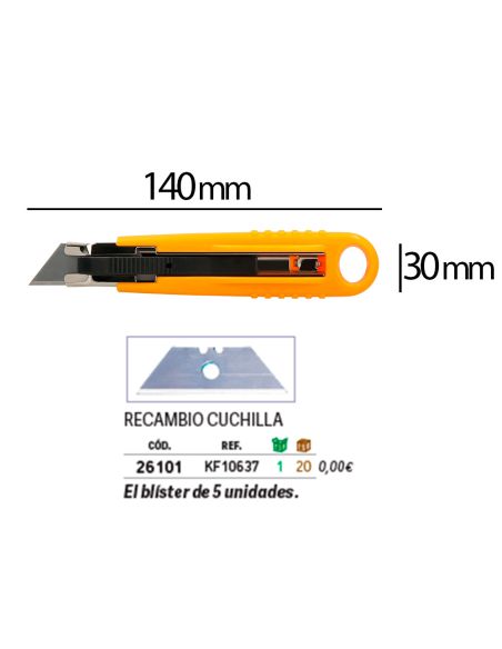Cuter Q-Connect Plastico Ancho De Seguridad Retractil Y Con Asa Para Colgar Cuchilla 18 Mm Xd-123 Blister 1 Unidad