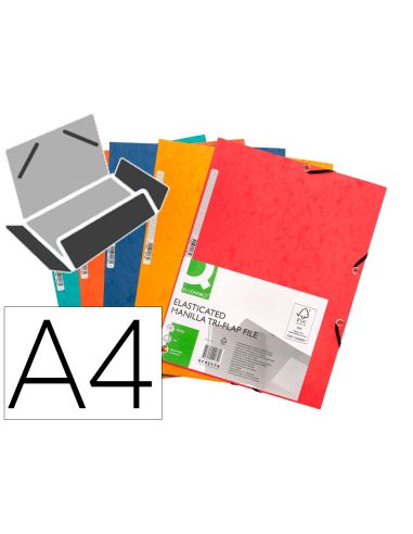 Carpeta Q-Connect Gomas Kf02174 Carton Simil-Prespan Solapas 320X243 Mm Colores Surtidos