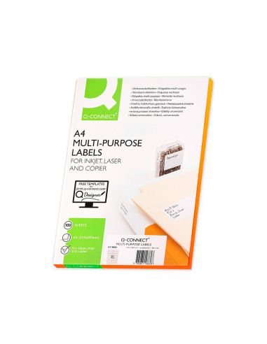 Etiqueta Adhesiva Q-Connect Kf10654 Tamaño 105X37 Mm Fotocopiadora Laser Ink-Jet Caja Con 100 Hojas Din A4