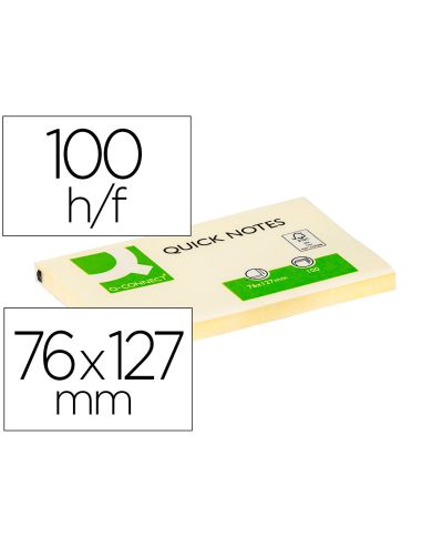 Bloc de notas adhesivas quita y pon q-connect 76x127 mm con 100 hojas