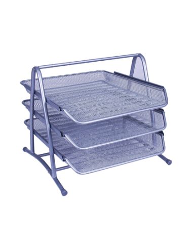 Bandeja Sobremesa Metalica Q-Connect Kf00822 Rejilla Plata 3 Bandejas Movibles 350X278X275 Mm