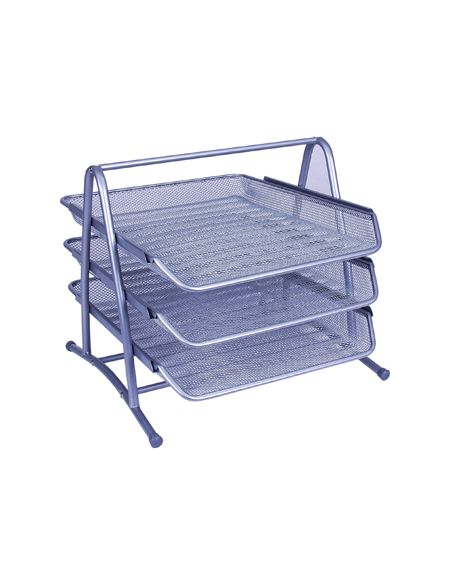 Bandeja Sobremesa Metalica Q-Connect Kf00822 Rejilla Plata 3 Bandejas Movibles 350X278X275 Mm