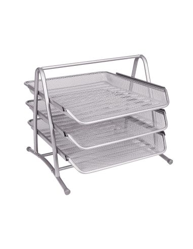 Bandeja Sobremesa Metalica Q-Connect Kf00822 Rejilla Plata 3 Bandejas Movibles 350X278X275 Mm