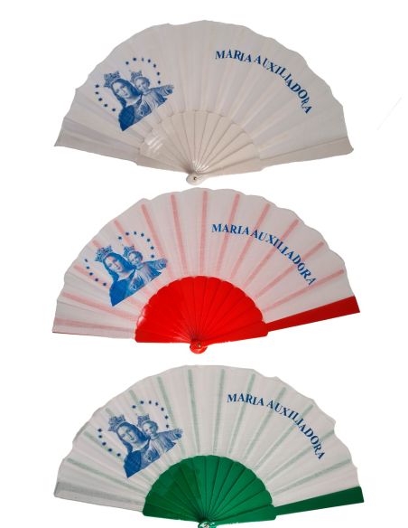Abanicos Tela Plast. Colores Surtidos Maria Auxiliadora