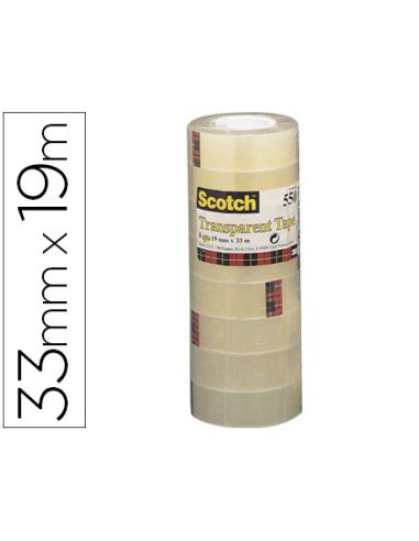 Cinta Adhesiva Scotch Acordeon 550 33 Mt X 19 Mm Pack De 8 Unidades
