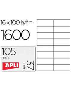 Etiqueta Adhesiva Apli 1274 Tamaño 105X37 Mm Fotocopiadora Laser Ink-Jet Caja Con 100 Hojas Din A4