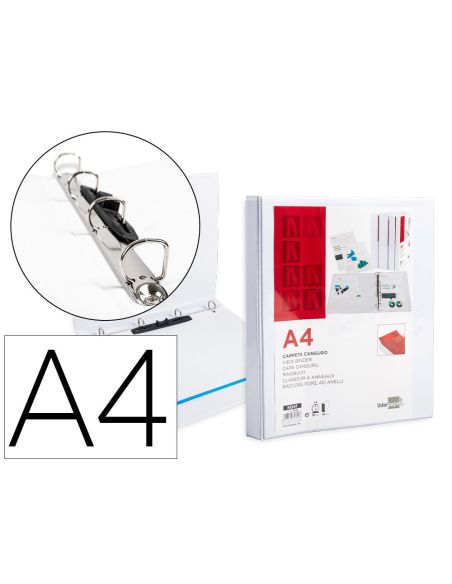 Carpeta Canguro 4 Anillas Mixtas 16Mm Liderpapel A4 Plastico Color Blanco|Libreriasalesiana