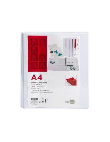 Carpeta Canguro 4 Anillas Mixtas 16Mm Liderpapel A4 Plastico Color Blanco|Libreriasalesiana