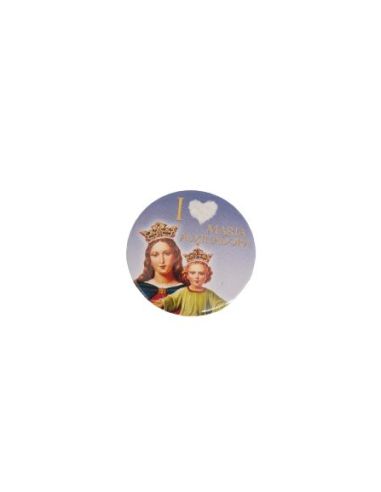 Chapa Alfiler Circular I Love M.Auxiliadora 3X3,5 Cm