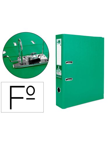 Archivador De Palanca Liderpapel Folio Documenta Forrado Pvc Con Rado Lomo 75Mm Verde Compresor Metalico