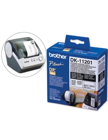 Etiqueta Adhesiva Brother Dk11201 -Tamaño 29X90 Mm Para Impresoras De Etiquetas Ql -400 Etiquetas-