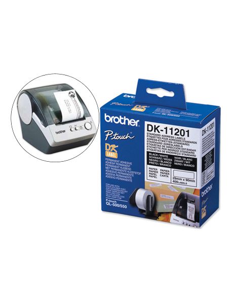 Etiqueta Adhesiva Brother Dk11201 -Tamaño 29X90 Mm Para Impresoras De Etiquetas Ql -400 Etiquetas-