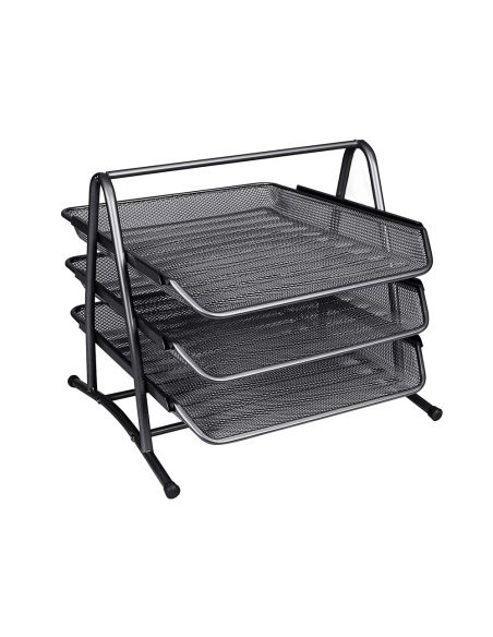 Bandeja Sobremesa Metalica Q-Connect Kf00823 Rejilla Negra 3 Bandejas Movibles 350X278X275 Mm