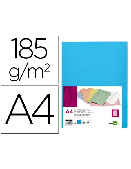 Subcarpeta Liderpapel Din A4 Celeste Intenso 180G/M2