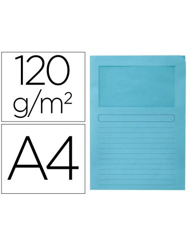 Subcarpeta Cartulina Q-Connect Din A4 Azul Con Ventana Transparente 120 G/M2