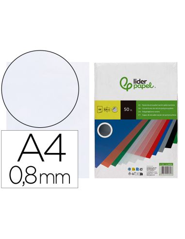 Tapa Encuadernacion Liderpapel Polipropileno A4 0.8Mm Transparente Paquete De 50 Unidades