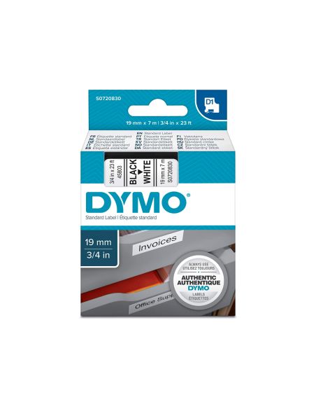 Cinta Dymo Negro-Blanco 19Mm X 7Mt D1