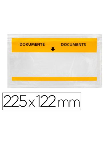 Sobre Autoadhesivo Q-Connect Portadocumentos Multilingue 225X122 Mm Ventana Totalmente Transparente Paquete De 100