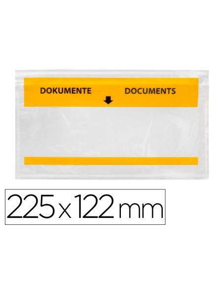 Sobre Autoadhesivo Q-Connect Portadocumentos Multilingue 225X122 Mm Ventana Totalmente Transparente Paquete De 100