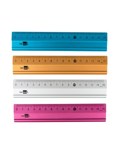 Regla Liderpapel 15 Cm Aluminio Colores Surtidos