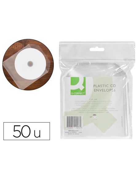 Sobre Para Cd Q-Connect Polipropileno Con Solapa -Pack De 50 Unidades