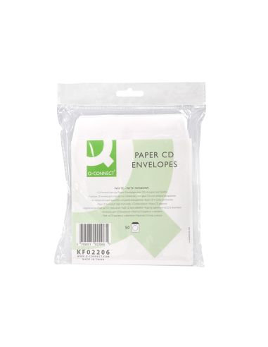 Sobre Para Cd Q-Connect Con Ventana Transparente Y Solapa Pack De 50 Unidades